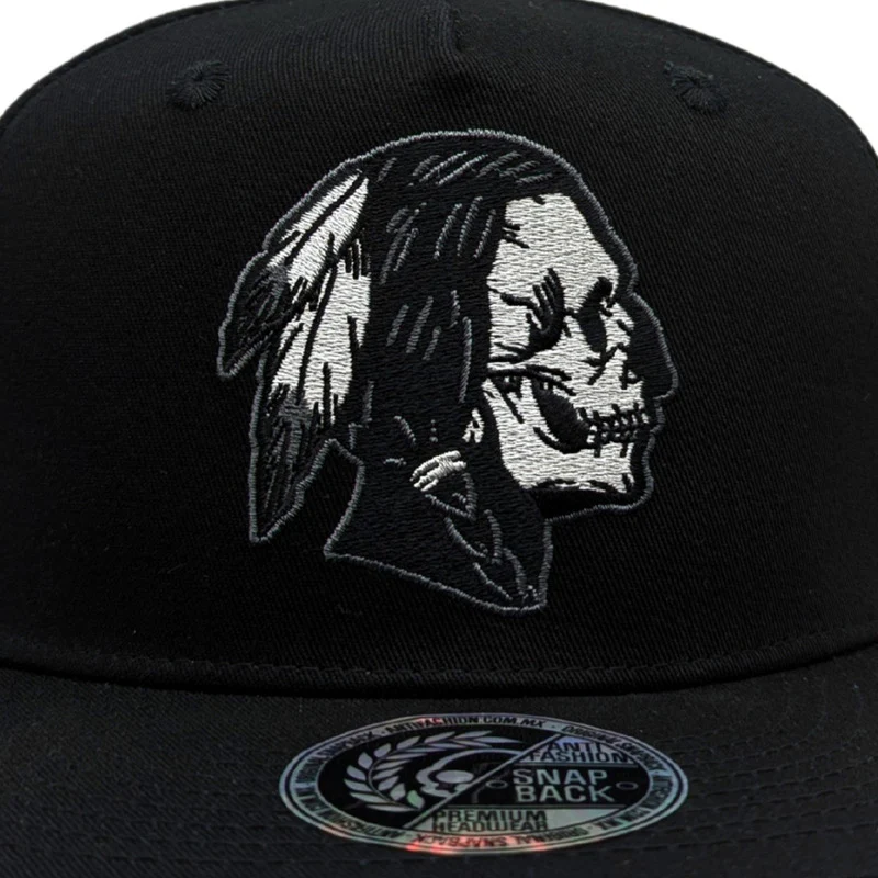 Gorra Antifashion Red Skull Negro Algodón Bordado 015 - Imagen 4