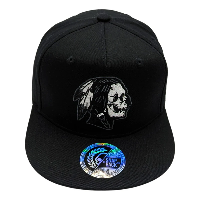 Gorra Antifashion Red Skull Negro Algodón Bordado 015 - Imagen 2